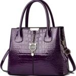 NICOLE & DORIS Elegant Tote Bags for Women - Patent PU Leather Handbag with Top Handle and Cute Pendant