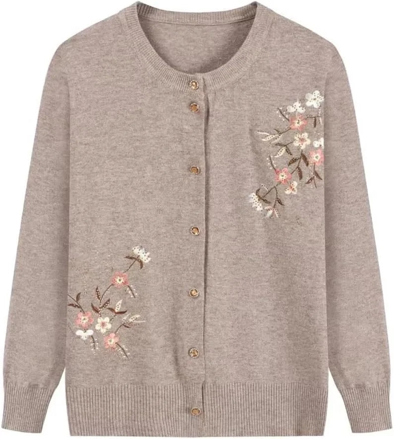 Womens Ladies Knitted Cardigan Sweaters Chunky Cable Cardigan Top Grandma Wear Cardigan Coat Jacket Mother Wear