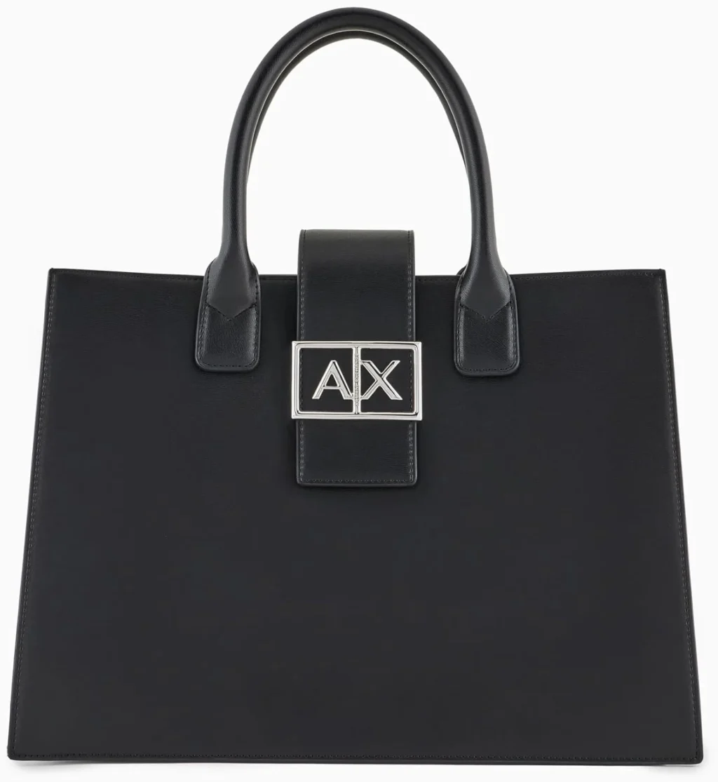 Armani Exchange Women's Jodie, Sustainable, Logo Plate Closure Medium Tote