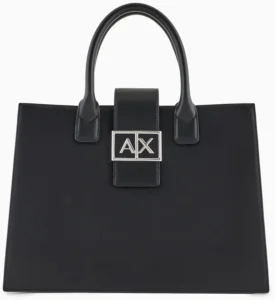 Armani Exchange Women's Jodie, Sustainable, Logo Plate Closure Medium Tote
