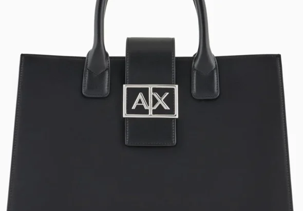 Armani Exchange Women's Jodie, Sustainable, Logo Plate Closure Medium Tote