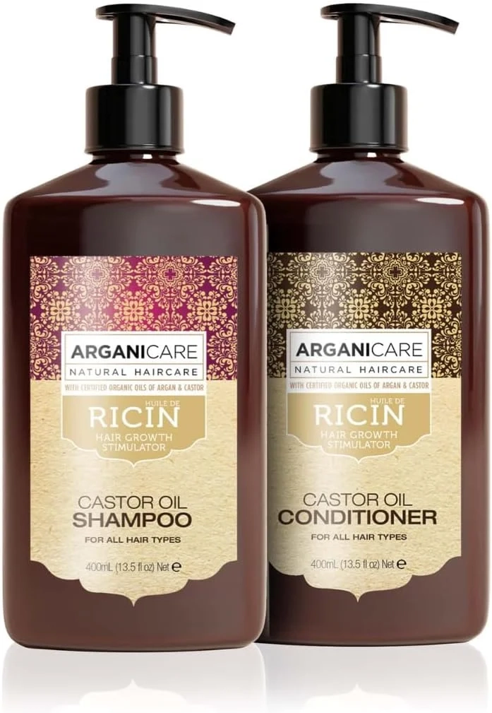 ARGANICARE Repair & Hair Growth Shampoo & Conditioner Set | Castor Oil + Argan Oil + Hydrolyzed Silk | Strengthens, Repairs & Accelerates Hair Growth | Male & Female Hair Treated Products