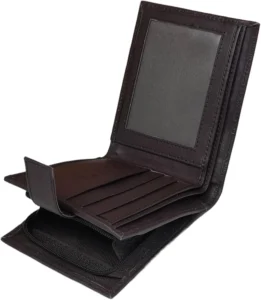 RFID Blocking Gents Wallet, Credit Card Holder & Money Organisers for Men with ID Window & Side Zip Coin Pocket #44 (Brown)