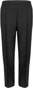 MyShoeStore Ladies Womens Half Elasticated Trouser Stretch Waist Casual Office Work Formal Straight Leg Trousers Pull On Casual Pants Bottoms with Pockets