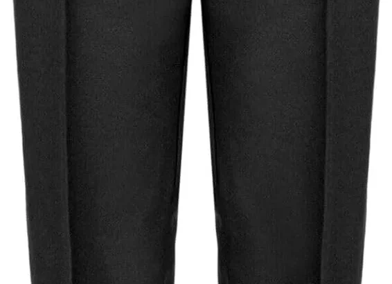 MyShoeStore Ladies Womens Half Elasticated Trouser Stretch Waist Casual Office Work Formal Straight Leg Trousers Pull On Casual Pants Bottoms with Pockets