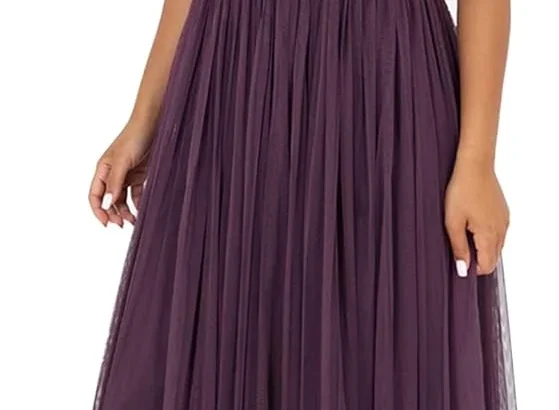 Maya Deluxe Women's Womens Ladies Bridesmaid Maxi Dress Halter Neck Sequin Embellished Prom Graduation Wedding Bridesmaid Dress (Pack of 1)