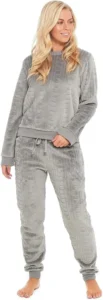 kraftd Womens Pyjamas Set Warm Fleece Winter Cosy Soft 2 Piece Pjs Sets Nightwear Loungewear Long Sleeve Top and Bottoms Pjs Sleepwear
