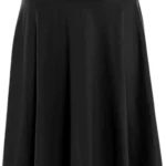 Womens Plus Size Skater Skirt Plain Flared Elastic Waist Short Skater Skirt Ladies Stretched Pleated Party Skirts