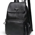 NICOLE & DORIS Woman Faux Leather Backpack Casual Daypack Ladies Leather Rucksack Black