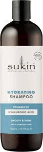 Sukin Hydrating Shampoo 500ml - moisturises scalp and repairs dry and damaged hair, adds shine and tames frizz - with Coconut Oil & Shea Butter; cruelty free & vegan friendly.