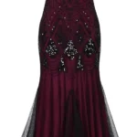 IBTOM CASTLE Flapper Dresses 1920s Gatsby Ladies Womens Vintage V Neck Beaded Sequin Mermaid Hem Formal Evening Party Dance Dress Cocktail Maxi Gown Prom Halloween Fancy Costume