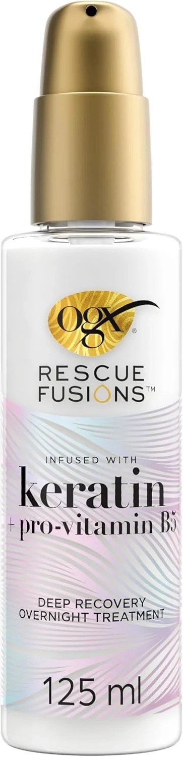 OGX Rescue Fusions Deep Recovery Overnight Treatment, Infused with Keratin Pro-Vitamin B5, up to 3x Stronger Hair, Lavender & Chamomile Scent, 125ml