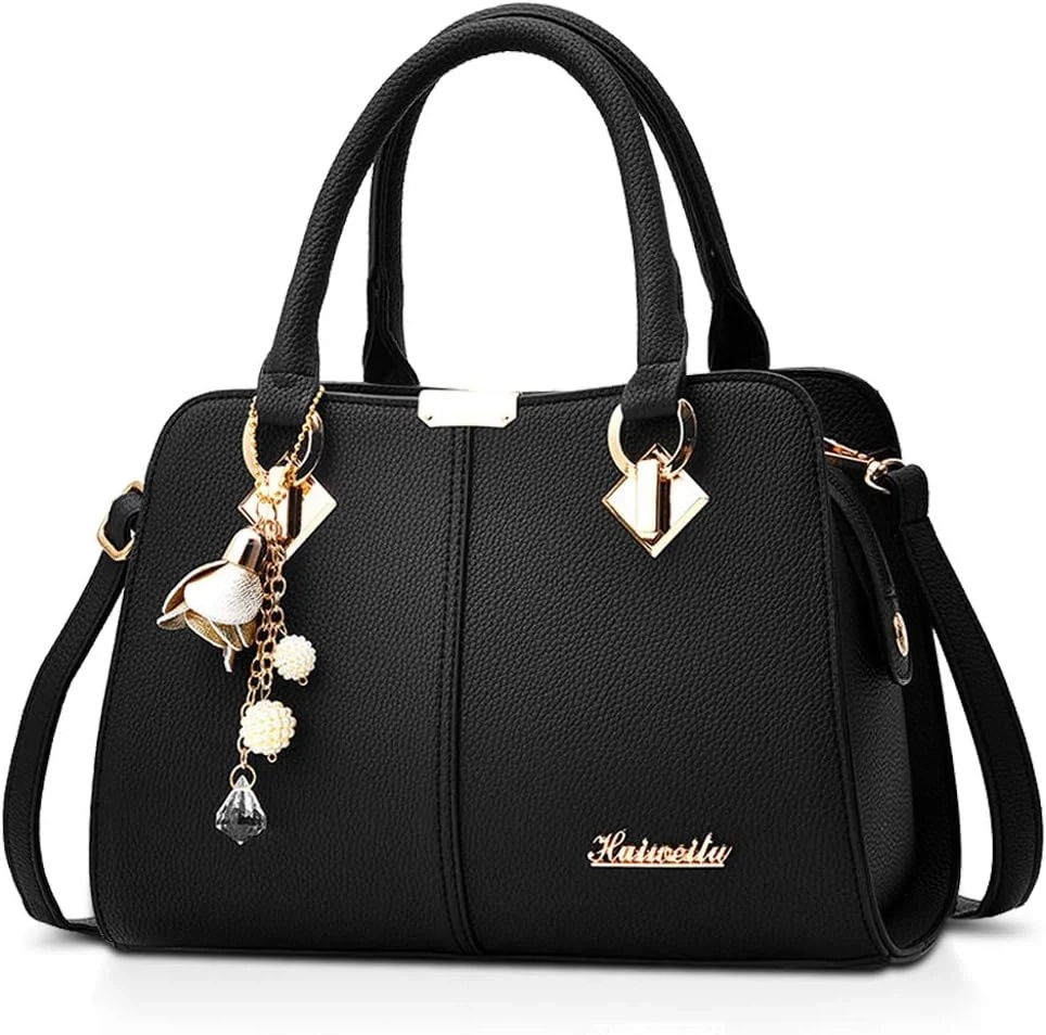 NICOLE&DORIS Women Handbags Designer Top Handle Shoulder Bags Tote Crossbody Bag for Ladies PU Leather Bag Crystal Metal Tassels