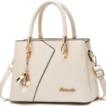 FANDARE Womens Multi Pocket Handbag Top-handle Bags Shoulder Bag PU Leather Crossbody Bag Waterproof Messenger Bag for Work Travel Office Party Shopping Beige