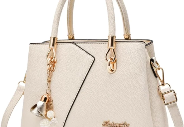 FANDARE Womens Multi Pocket Handbag Top-handle Bags Shoulder Bag PU Leather Crossbody Bag Waterproof Messenger Bag for Work Travel Office Party Shopping Beige