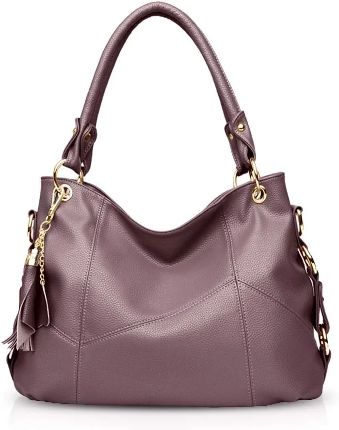 NICOLE & DORIS Women Handbag Large Capacity Shoulder Bags Soft Leather Hobo Bag Fashion Cross-Body Bags Top-Handle Bags with Tassel Purple