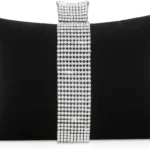 NICOLE & DORIS Women Handbags Diamond Silky Clutch Bag Small Purse Wedding Party Evening Bag Black
