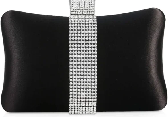 NICOLE & DORIS Women Handbags Diamond Silky Clutch Bag Small Purse Wedding Party Evening Bag Black