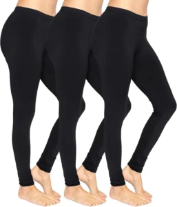 The Fancy Dress 3 Pack Womens Soft Cotton Leggings - Ladies Elasticated Waist Non-See Through Leggings for Womens UK Size 8-30