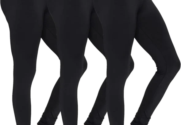 The Fancy Dress 3 Pack Womens Soft Cotton Leggings - Ladies Elasticated Waist Non-See Through Leggings for Womens UK Size 8-30