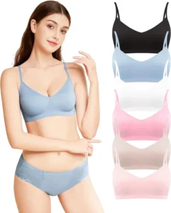 POWER FLOWER 6-Pack Women's Sports Bras, Seamless Yoga Bras with Removable Pads, Comfortable Strap Design, Sizes S-XL