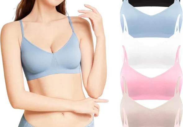 POWER FLOWER 6-Pack Women's Sports Bras, Seamless Yoga Bras with Removable Pads, Comfortable Strap Design, Sizes S-XL