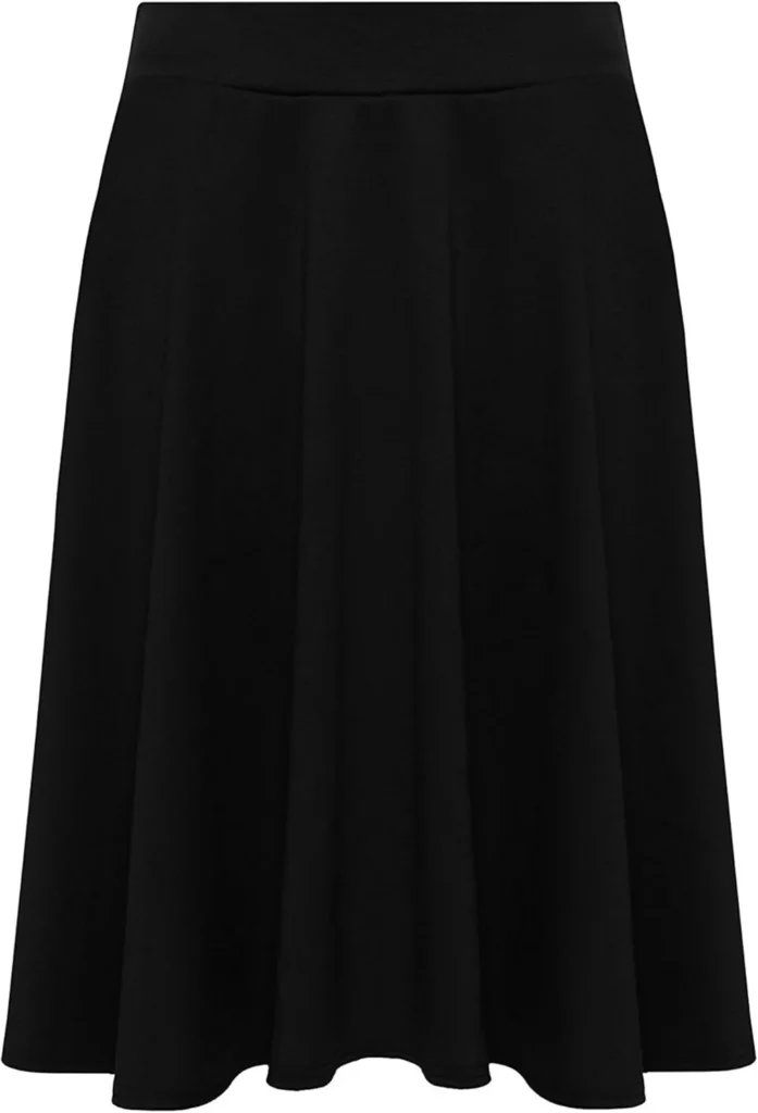 Candid Styles Womens Plain Midi Skirt Summer Dress Ladies Soft Stretch Elastic Waist Flared Skater Midi Skirt Plus Size