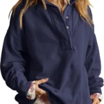 Gacaky Sweatshirt for Women Oversized Casual Long Sleeve Button Henley Neck Pullover Tops Fashion Outfits Clothes