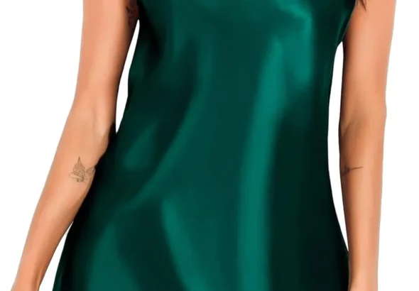 Lovasy Satin Nightdress for Women Sexy Negligees Strap Chemise Silk Nighties for Women V-Neck Ladies Nightdress Full Slips Nightwear Nightgown UK Size 6-22