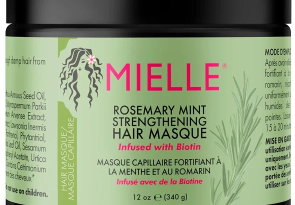 Mielle Rosemary Mint Strengthening Hair Mask for Damaged Hair - Deep Conditioning Treatment Enriched with Biotin, Honey & Coconut Oil - Helps Encourage Longer, Healthier Strands, 340 ml (Pack of 1)