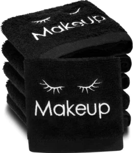 Shimeyao 13x13 Inch Black Makeup Towels Bulk Reusable Makeup Washcloths for Face Facial Remover Washcloths Absorbent Cotton Towel for Salon Spa Women Skin Care(6 Pcs,Classic)