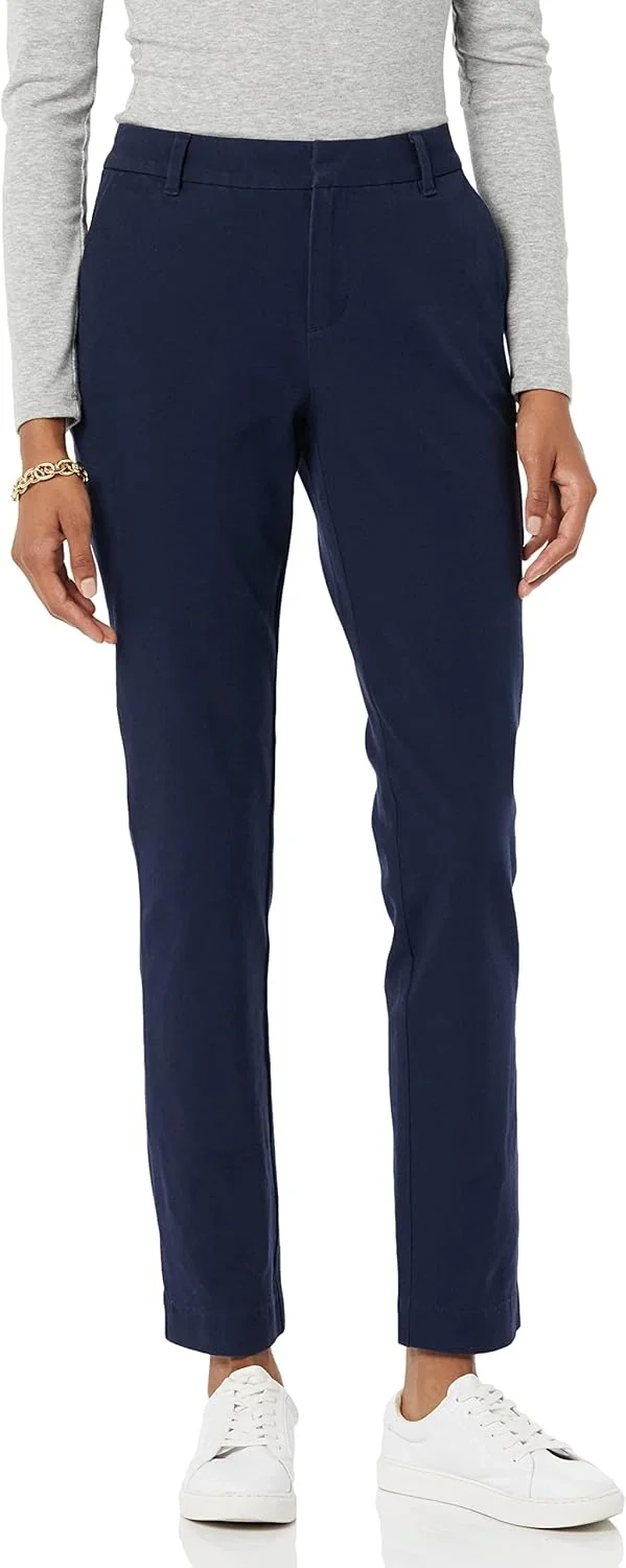 Amazon Essentials Women's Bi-Stretch Full Length Straight Leg Trouser