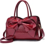 NICOLE & DORIS Handbags for Women Designer Top Handle Bags Patent Leather Crossbody Shoulder Bags Party Clutch Bag Ladies Elegant Tote Bag Cute Bowknot Bag