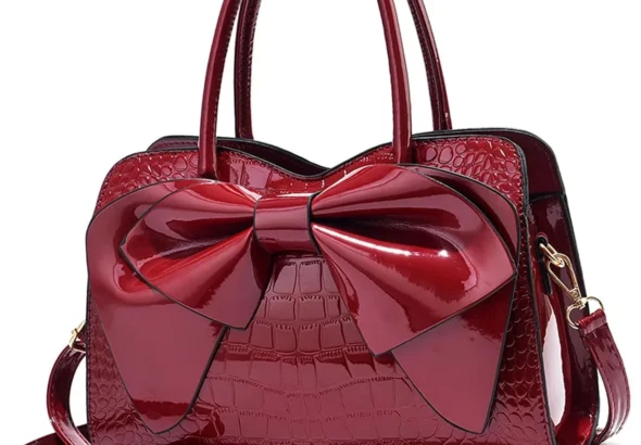 NICOLE & DORIS Handbags for Women Designer Top Handle Bags Patent Leather Crossbody Shoulder Bags Party Clutch Bag Ladies Elegant Tote Bag Cute Bowknot Bag