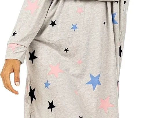 TURTLE Warm Star Sleep Tee Nighty Women Nightwear/Night Shirt/Night Dress Gown/Stay Warm & Cozy