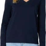 Amazon Essentials Women's 100% Cotton Regular-Fit Long-Sleeve V-Neck T-Shirt