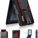 Men's Minimalist Wallet with Money Clip & ID Window - RFID Blocking Smart Pop Up Card Holder for 9-13 Cards - Slim Compact Metal Aluminum Leather Bifold Wallet