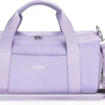 Gym Bag for Women,Pu Leather Handle,Dry Wet Separated with Shoe Compartment & Wet Pocket,Waterproof Duffle Bag for Travel Sports Fitness Workout Athletic (Purple, 19"-Medium)