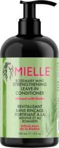 Mielle Rosemary Mint Strengthening Leave In Conditioner for Curly Hair - Hydrating Hair Moisturiser Infused with Biotin to Soften, Protect & Boost Shine, 355 ml (Pack of 1)