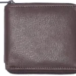 RFID Blocking Bifold Cowhide Leather Wallets For Men With Zipper Security | Safe Metal Zip Chain 9 Card-ID Slim Minimalist Mens Wallet, Brown, One Size, Zip Around