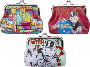 Assorted Design Multicolor Monopoly Classic Clasp Coin Purse - 12.5cm x 10cm, 1 Piece (3 Assorted Designs) - Premium Collector's Accessory