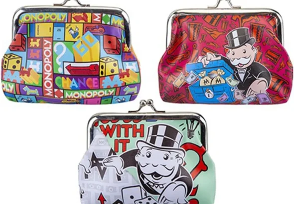 Assorted Design Multicolor Monopoly Classic Clasp Coin Purse - 12.5cm x 10cm, 1 Piece (3 Assorted Designs) - Premium Collector's Accessory