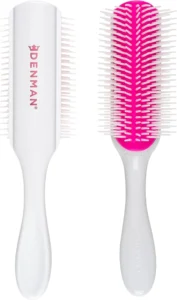 Denman Curly Hair Brush D4 (Cherry Blossom) 9 Row Styling Brush for Styling, Smoothing Longer Hair and Defining Curls - For Women and Men