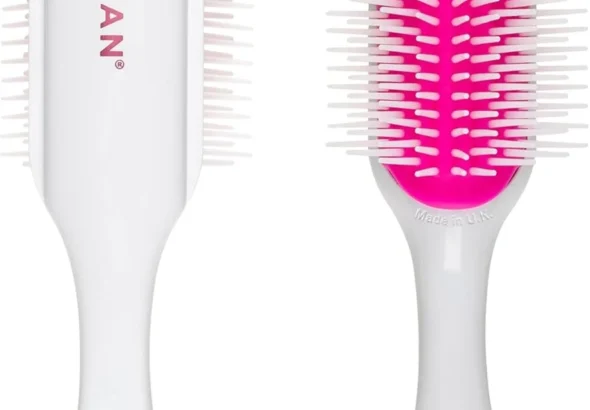 Denman Curly Hair Brush D4 (Cherry Blossom) 9 Row Styling Brush for Styling, Smoothing Longer Hair and Defining Curls - For Women and Men