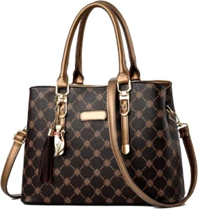 NICOLE & DORIS Women Tote Handbag Designer Top Handle Bag Printed Shoulder Bag PU Leather Ladies Crossbody Bag Work Bag Classic Handbags with Pendant