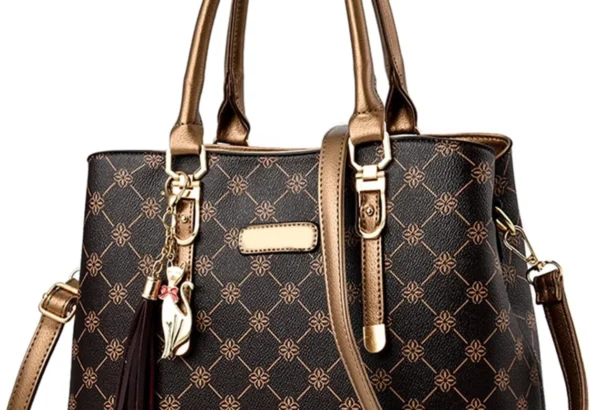 NICOLE & DORIS Women Tote Handbag Designer Top Handle Bag Printed Shoulder Bag PU Leather Ladies Crossbody Bag Work Bag Classic Handbags with Pendant