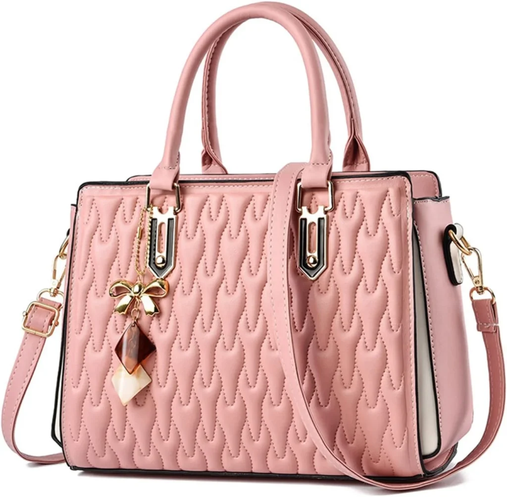 NICOLE & DORIS Women Designer Handbags Fashion Top Handle Bag Ladies Printed Handbag Shoulder Bag PU Leather Crossbody Bag Medium Hand Bags with Pendant