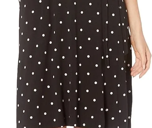 Amazon Essentials Women's Short-Sleeved Polka Dot Faux-Wrap Dress