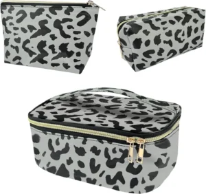 3Pcs Makeup Bag,Travel Makeup Bag,Makeup Bags for Women, Makeup Brush Bag,Large Capacity PVC Cosmetic Bag,Waterproof and Durable, Gray-B-2, 3 sizes (Large, Medium, Medium), Aa