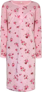 i-Smalls Womens Thermal Fleece Nightdress - 65% Cotton Floral Nightie - Long Sleeve Warm Winter Nightgown - Ladies Plus Size Soft Fleece Nightwear - Sizes M to XXL